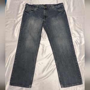 Jeans, Pronto Uomo, Mens, acid washed denim blue jeans, Size 40x32